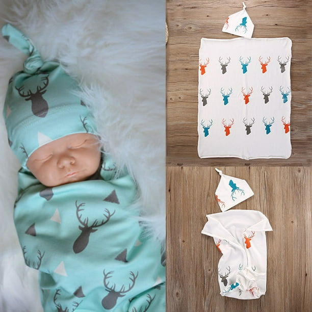 USA Newborn Infant Bed Muslin Swaddle Baby Deer Blanket Swaddling Wrap Towel 